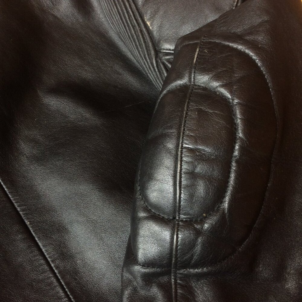 Vintage Wilsons Leather Black Asymmetrical Zip Moto Biker Jacket Size 42-Large - Picture 14 of 14